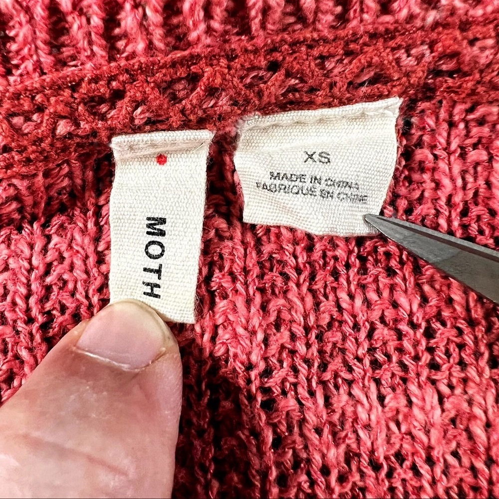MOTH ANTHROPOLOGIE Sweater Womens X-Small Coral Bolinas Uptown Lightweight Top - Picture 5 of 10